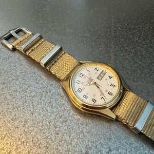 SEIKO 90’s Railroad Approved gold plated watch with new NATO strap.